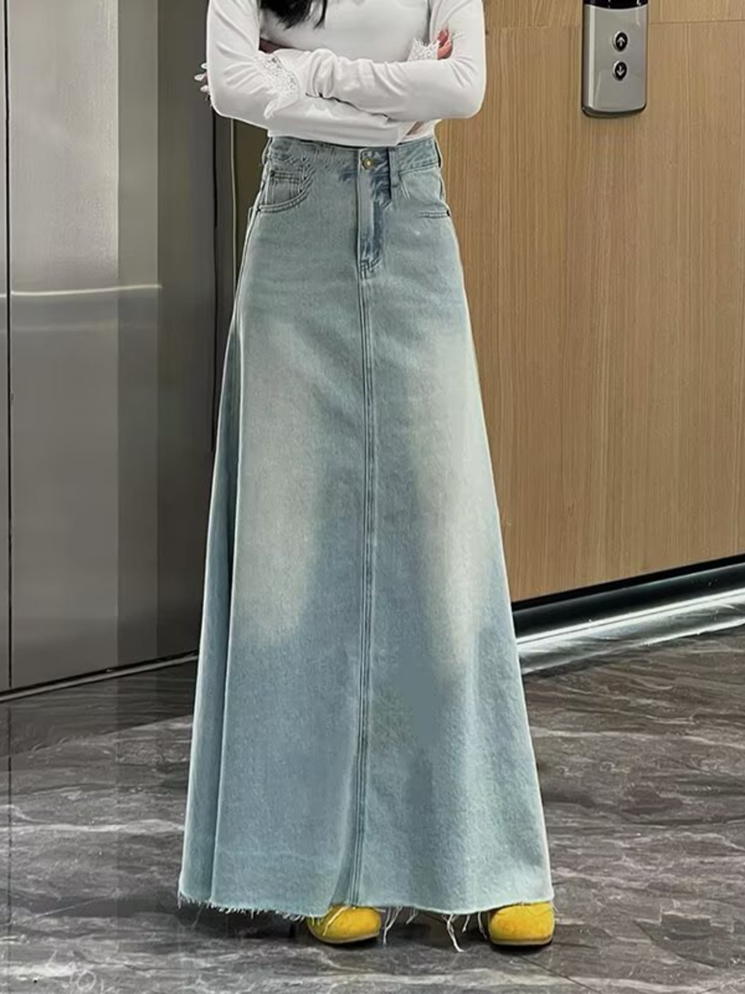 Denim Shorts Women - Women's High Waist Pleated Denim Skort