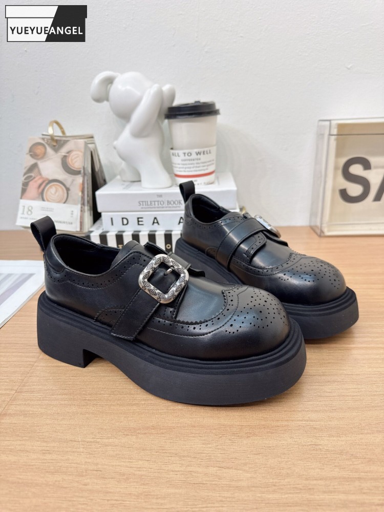 Sale Fashion Women - British Style Solid Color Round Toe