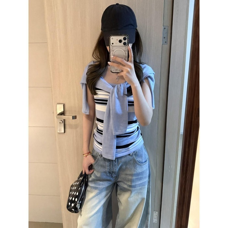 Women'S Y2K Fashion Aesthetic - Blue Knitted Suits Women 2026 New