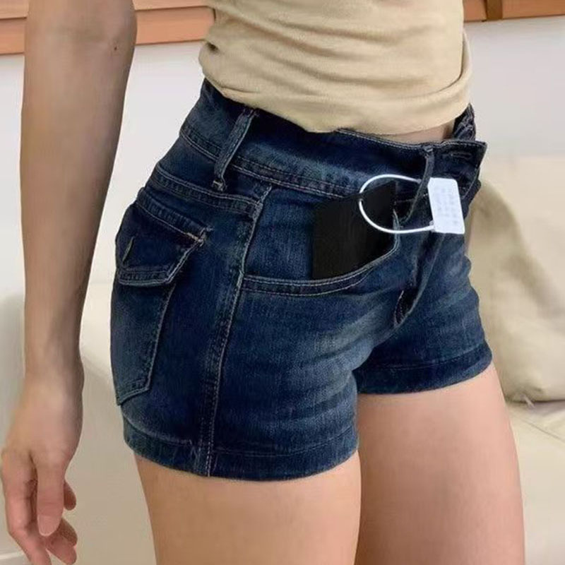 Women Deep Blue Retro Y2K Jean - Denim Shorts Women ulasan dan harga