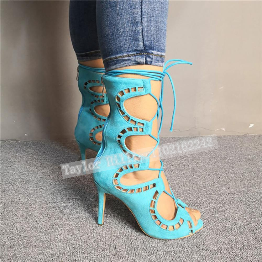Blue Open-Toe Criss-Cross Stra - Women'S Fashion Show ulasan dan harga