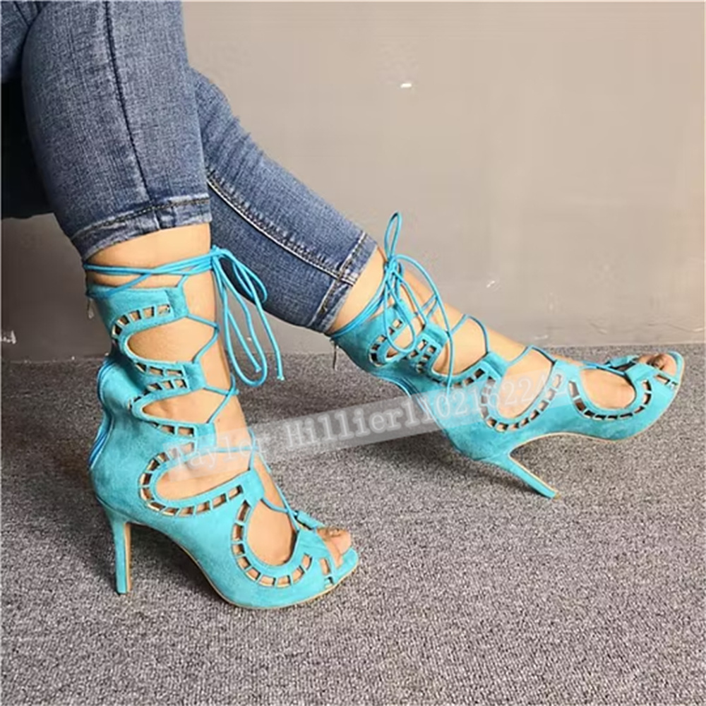 Blue Open-Toe Criss-Cross Stra - Women'S Fashion Show ulasan dan harga