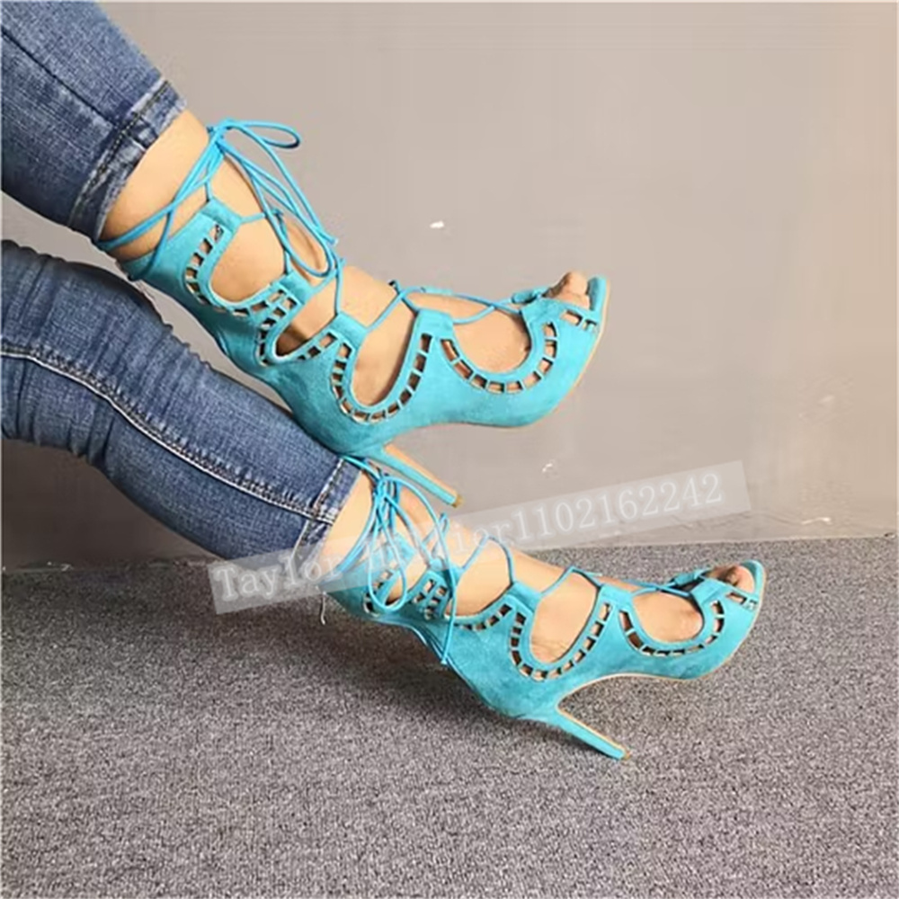 Blue Open-Toe Criss-Cross Stra - Women'S Fashion Show ulasan dan harga