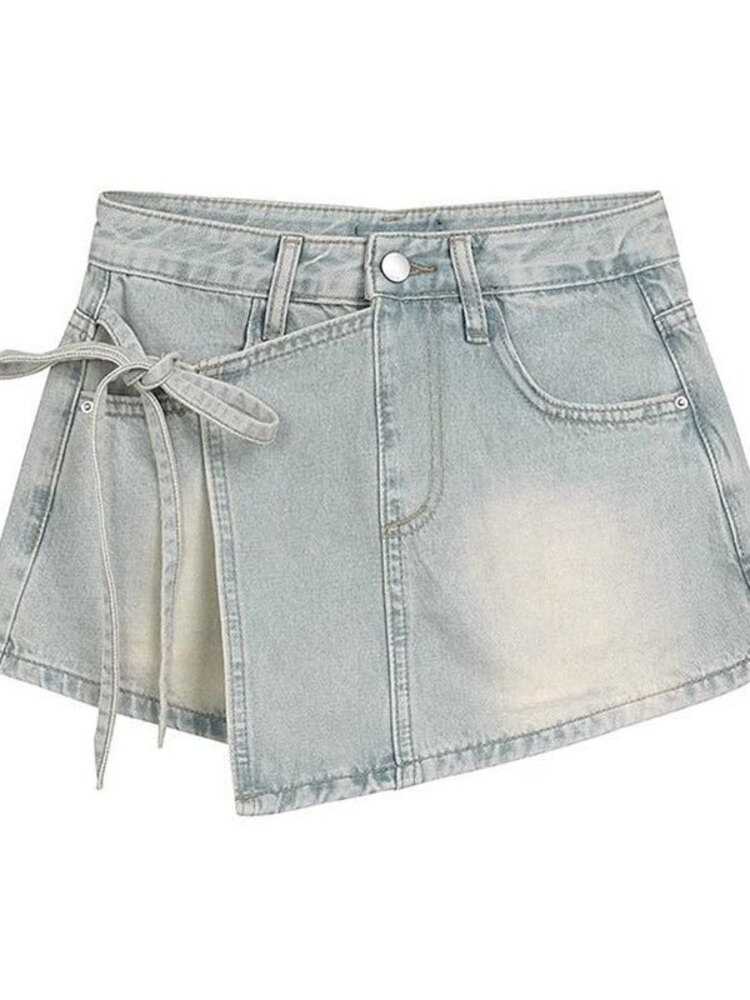 Women High Waist Denim Skort L - Denim Shorts Women ulasan dan harga