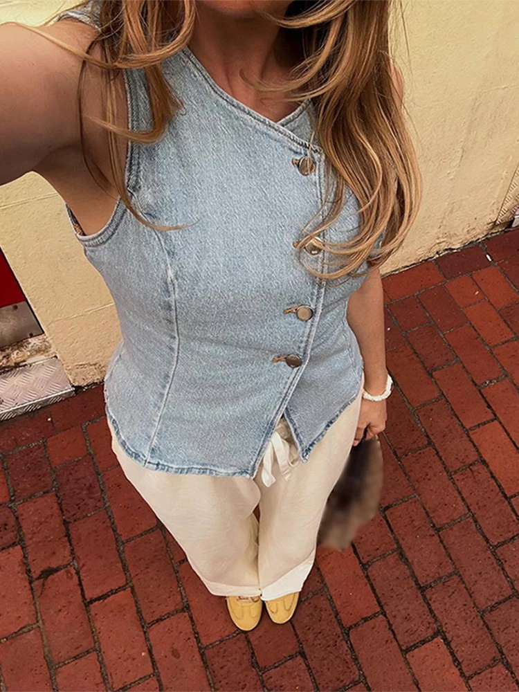 CPSYMYM Elegant Denim Vest Ski - Denim Shorts Women ulasan dan harga