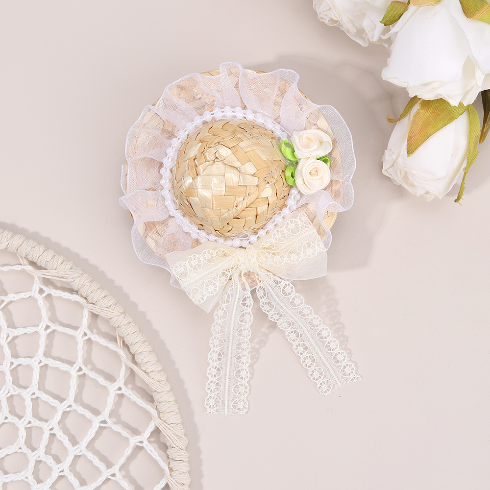 New Mini Straw Hat Hair Clip S - Straw Hat Summer ulasan dan harga