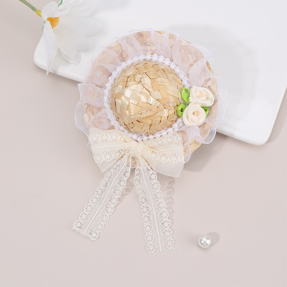 New Mini Straw Hat Hair Clip S - Straw Hat Summer ulasan dan harga