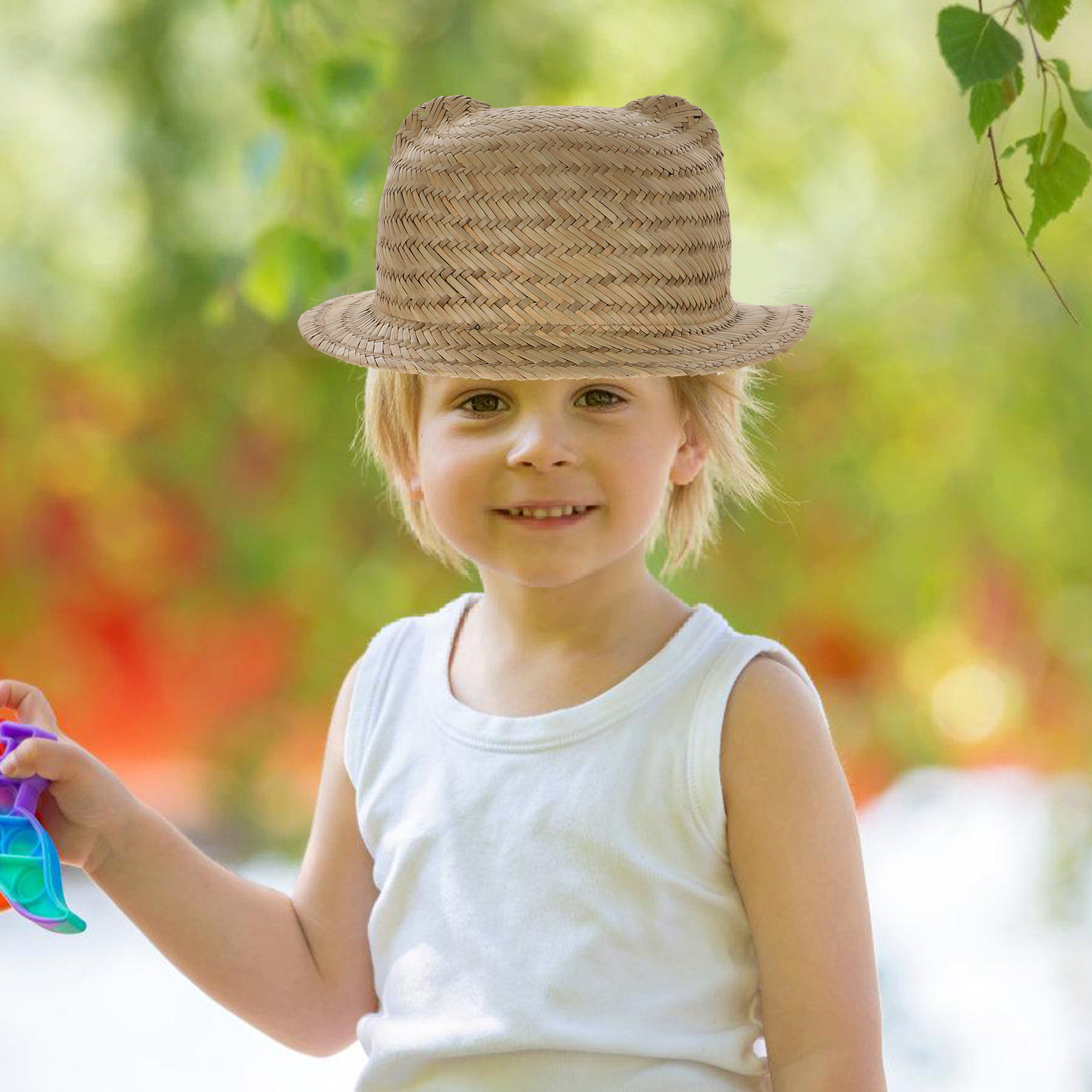 Kids Straw Sun Hat Wide Brim W - Straw Hat Summer ulasan dan harga