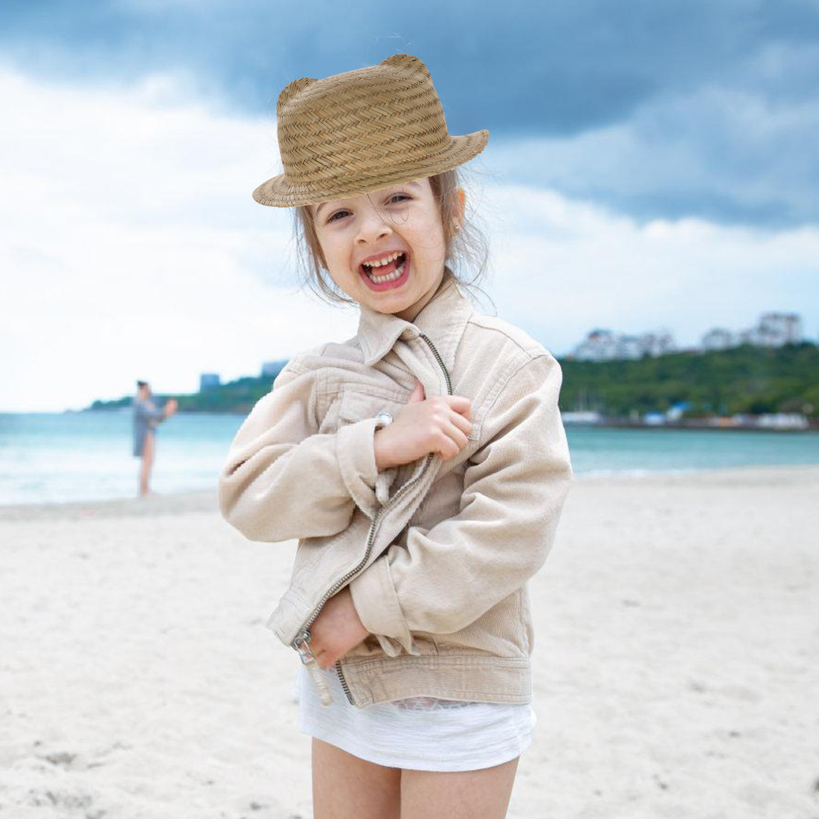 Kids Straw Sun Hat Wide Brim W - Straw Hat Summer ulasan dan harga