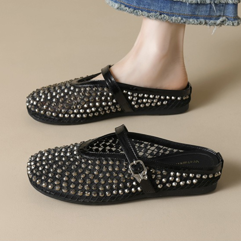 Mesh Rhinestone Brand Slippers - Women Fashion Brand ulasan dan harga