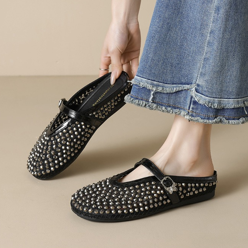 Mesh Rhinestone Brand Slippers - Women Fashion Brand ulasan dan harga