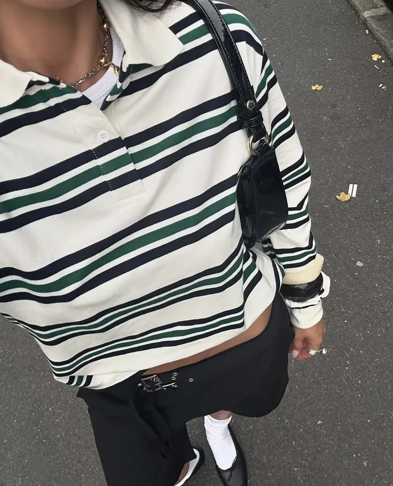 Women's Striped Relaxed Rugby  - Women'S Fashion Rugby Shirt ulasan dan harga