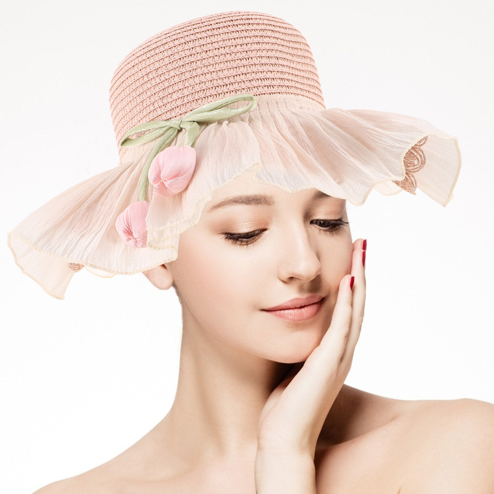 Girl Summer Straw Sun Hat Wide - Straw Hat Summer ulasan dan harga