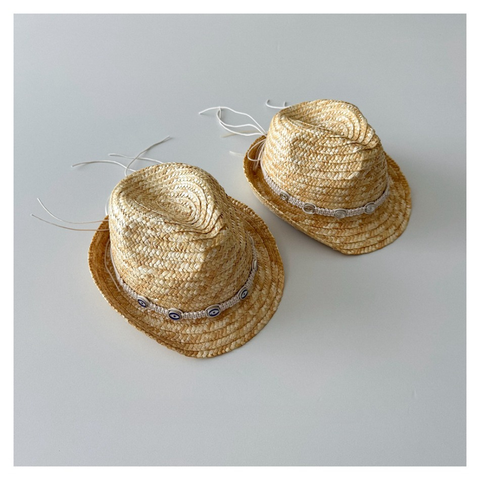 Kids Natural Straw Fedora Hat  - Straw Hat Summer ulasan dan harga