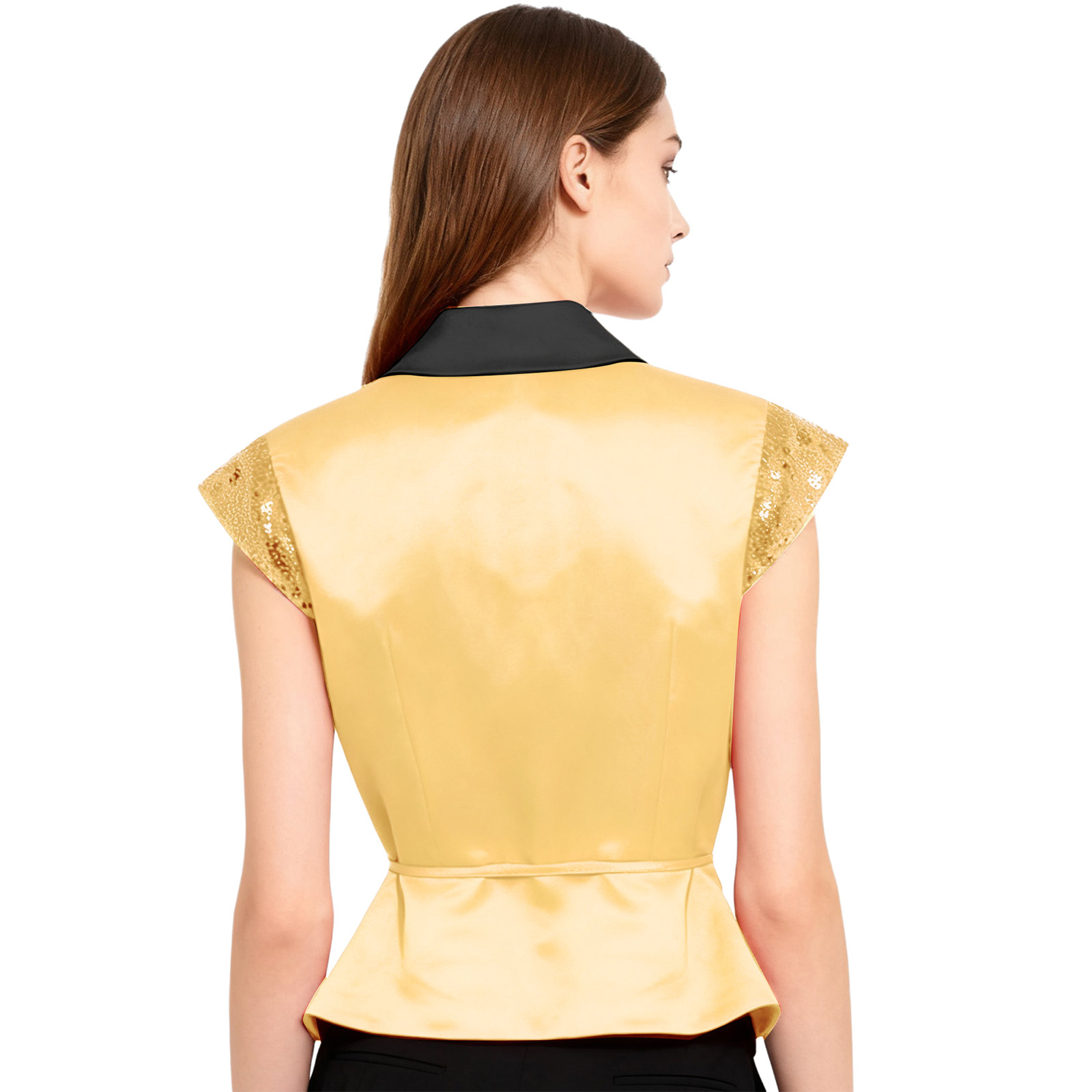 Women Sequin Vest V-neck Label - Women'S Fashion Labels ulasan dan harga