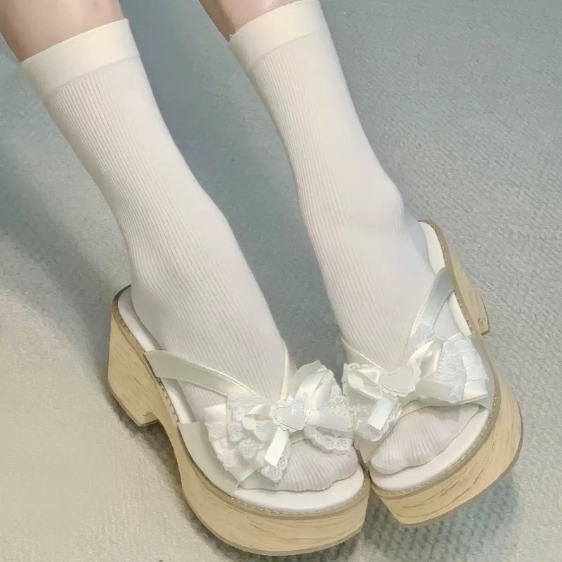 Sweet Bow Wood Grain Thick Bot - Spaghetti Strap Dress ulasan dan harga
