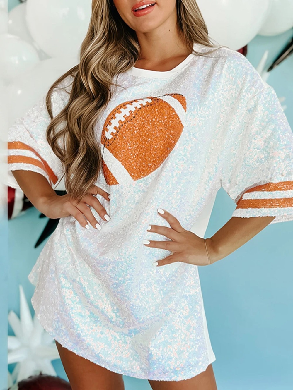 Women Sequined  Long T-Shirts  - Women'S Fashion Rugby Shirt ulasan dan harga