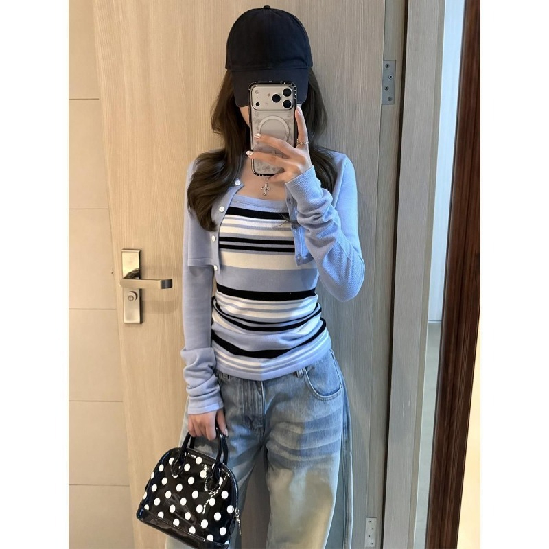 Blue Knitted Suits Women 2026  - Women'S Y2K Fashion Aesthetic ulasan dan harga