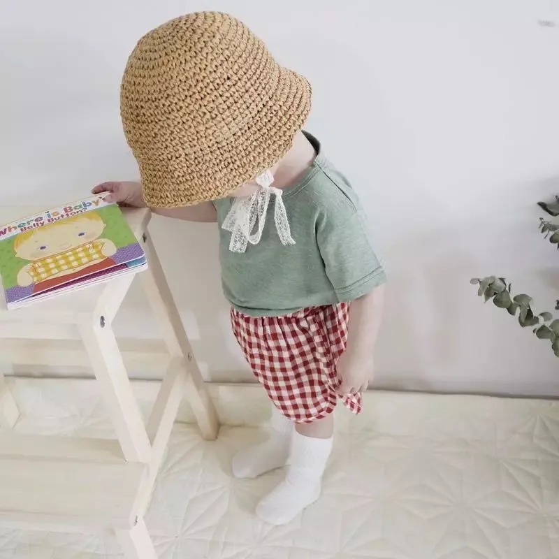 Summer Korean Baby Boy Girl St - Straw Hat Summer ulasan dan harga