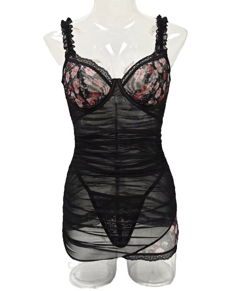 Women Lace Lingerie Dress Ruff - Spaghetti Strap Dress ulasan dan harga