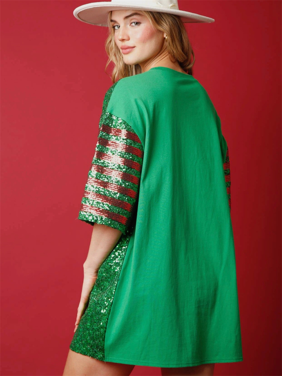 Women Sequined  Long T-Shirts  - Women'S Fashion Rugby Shirt ulasan dan harga